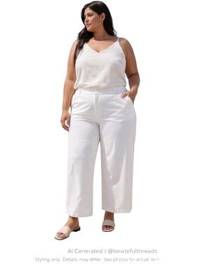 Halara White Pull-On Wide Leg Pants 1X Coastal Minimalist Resort